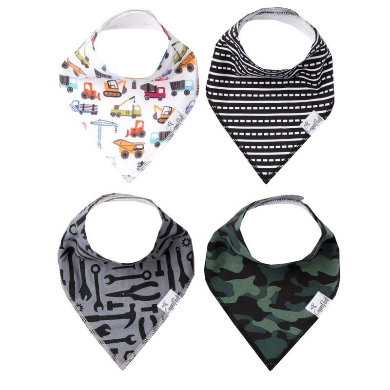 Copper Pearl 4 Pack Soft Cotton Baby Bibs for Drooling and Teething, Absorbent Drool Bibs for Baby Girl and Boy, Adjustable to Fit Newborns to Toddlers, Tons of Styles (Diesel) - Image 1
